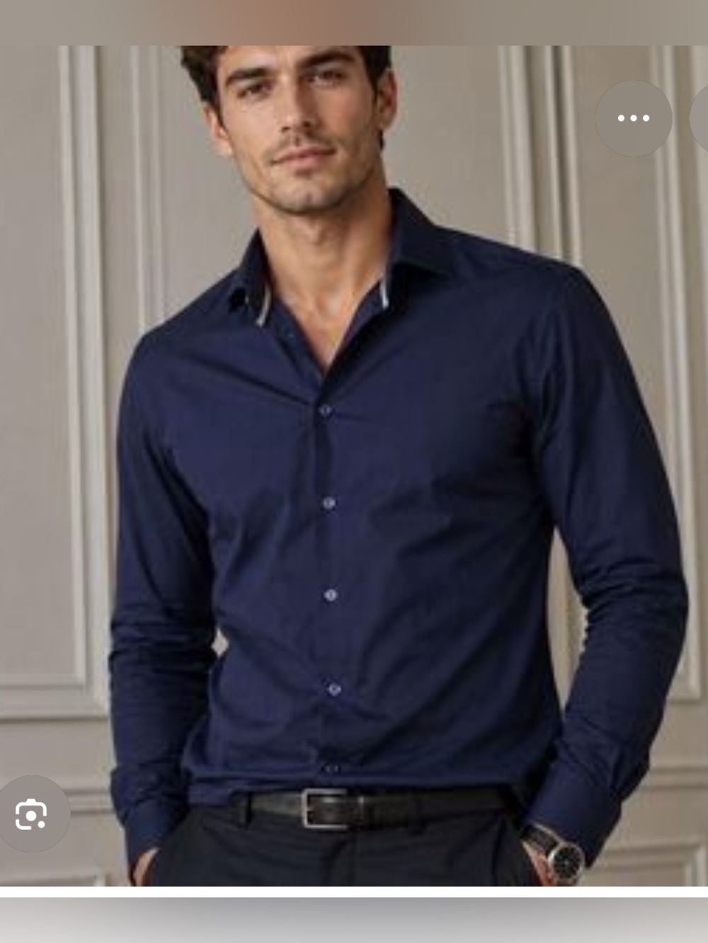 Christian Lacroix Men's Dark Navy Dress Shirt